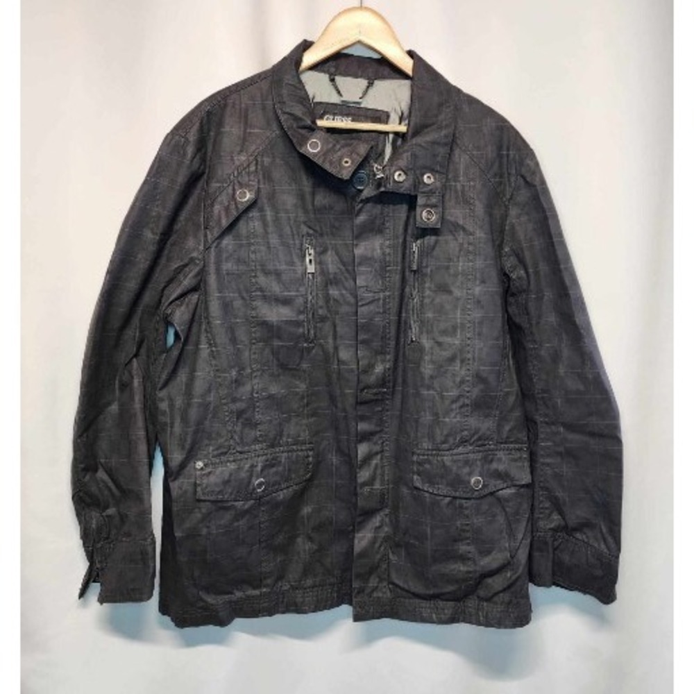 Guess Mens Size XL Black Jacket‎ Zip Up  Pockets